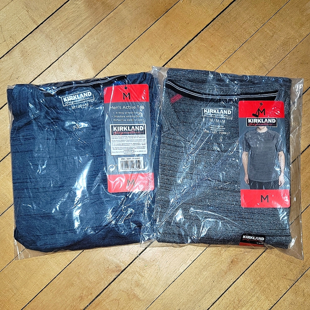 Kirkland - 2 PACK - NWT Men's Moisture Wicking Activewear T-Shirt  - SIZE MEDIUM